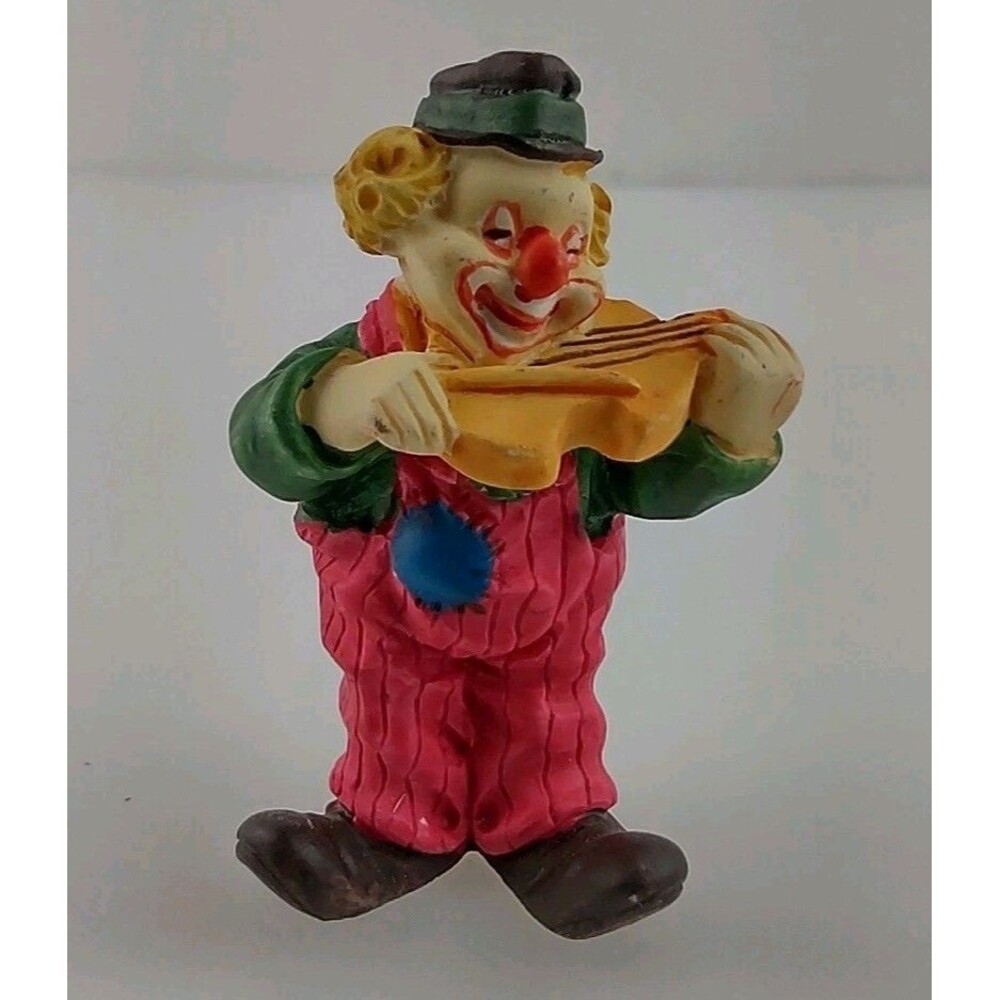 2" Vintage Hand Painted Miniature Clown Circus Music instrument Violin